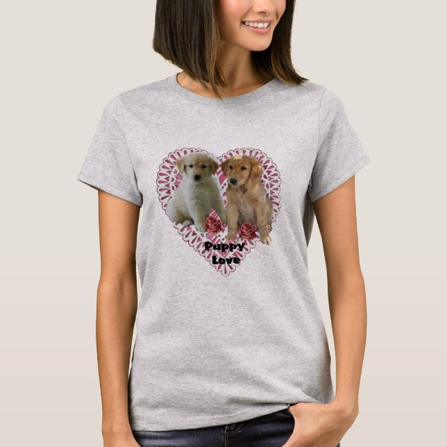 Golden Retriever Valentinstag T - Shirt (Vorderseite)