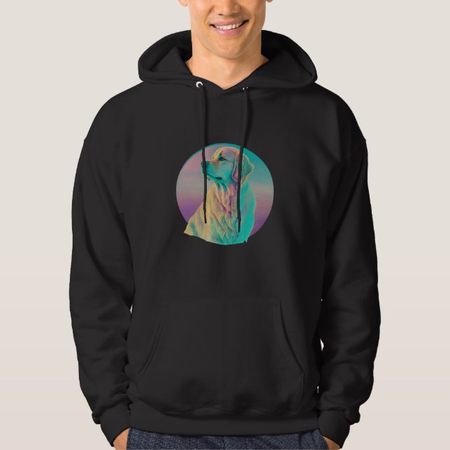 Golden Retriever Vaporwave Retrowave Aesthetic  1 Hoodie (Vorderseite)