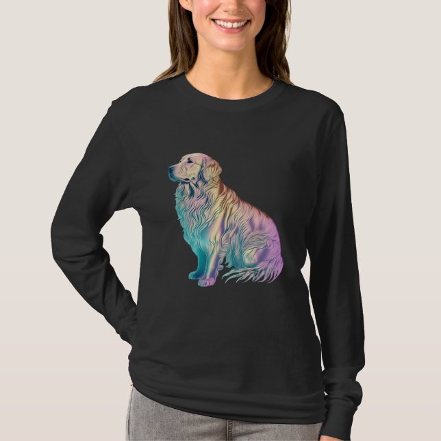 Golden Retriever Vaporwave Retrowave Aesthetic  2 T-Shirt (Vorderseite)