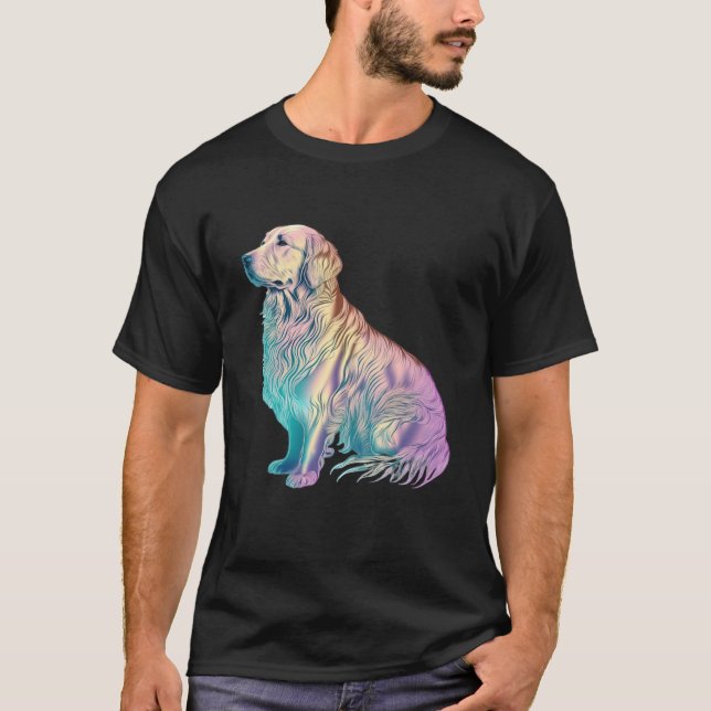 Golden Retriever Vaporwave Retrowave Aesthetic  2 T-Shirt (Vorderseite)