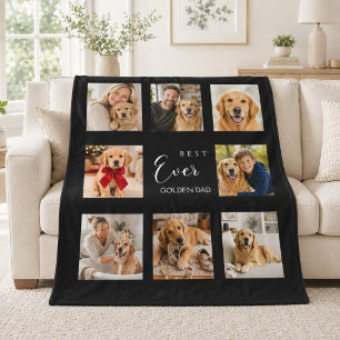 Golden Retriever Vater Geschenk Creme-Foto-Collage Fleecedecke
