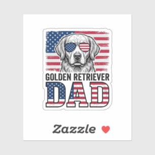 Golden Retriever Vater Patriotisches Vintage-Hunde Aufkleber