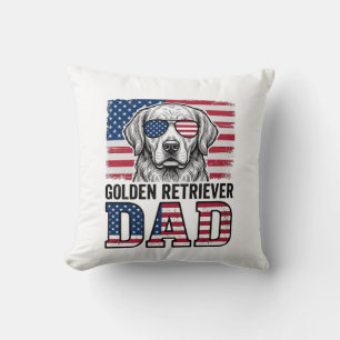 Golden Retriever Vater Patriotisches Vintage-Hunde Kissen