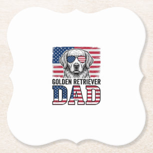 Golden Retriever Vater Patriotisches Vintage-Hunde Untersetzer