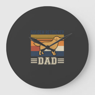 Golden Retriever Vater Retro Hund Große Wanduhr