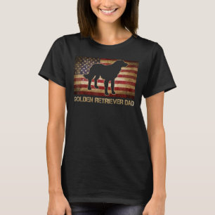Golden Retriever Vater Vintag American Flag Patrio T-Shirt