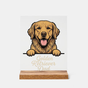 Golden Retriever Vater Vintage Gravur Acrylschild
