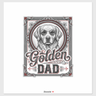 Golden Retriever Vater Vintage Gravur Design_1 Aufkleber