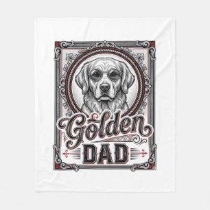 Golden Retriever Vater Vintage Gravur Design_1 Fleecedecke