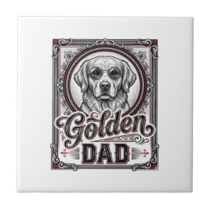 Golden Retriever Vater Vintage Gravur Design_1 Fliese