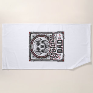 Golden Retriever Vater Vintage Gravur Design_1 Strandtuch