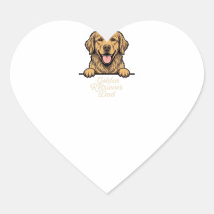Golden Retriever Vater Vintage Gravur Herz-Aufkleber