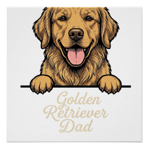 Golden Retriever Vater Vintage Gravur Poster