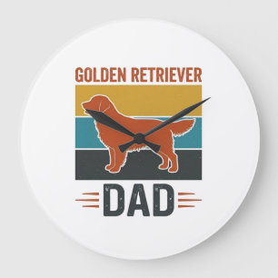Golden Retriever Vater Vintage Hundeliebhaber Vect Große Wanduhr