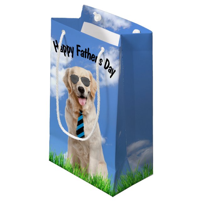 Golden Retriever Vatertag Kleine Geschenktüte (Vorderseite Schrägansicht)