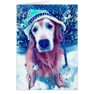 Golden Retriever Vibranly Blauer Winter Wünsche Ar