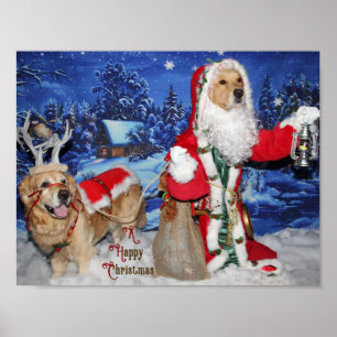 Golden Retriever Viktorianisch Weihnachten Poster