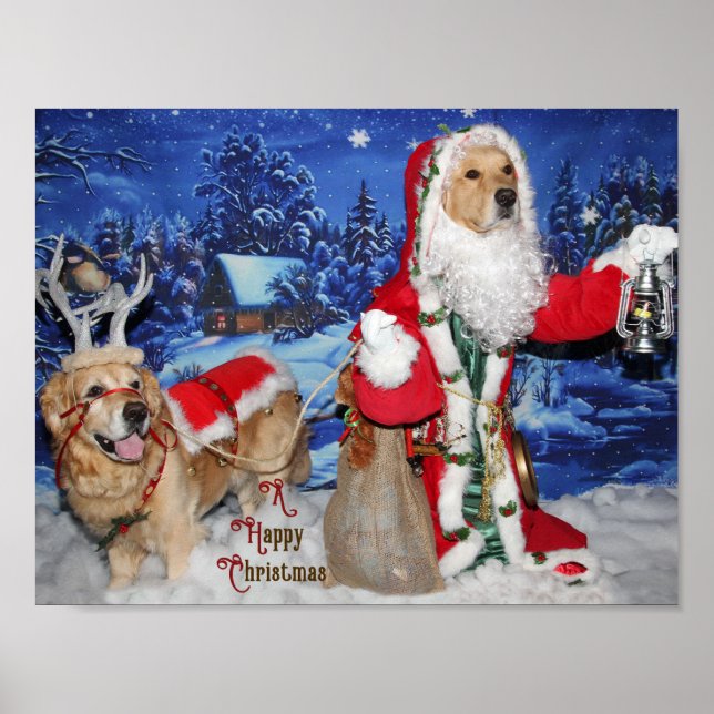 Golden Retriever Viktorianisch Weihnachten Poster (Vorne)