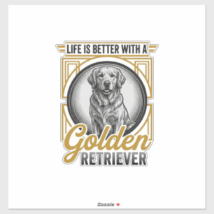 Golden Retriever Vintage Gravur Hundeliebhaber-Shi Aufkleber