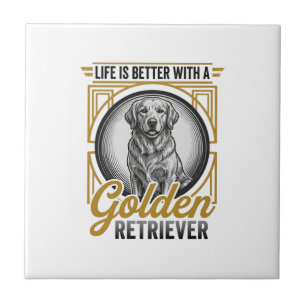 Golden Retriever Vintage Gravur Hundeliebhaber-Shi Fliese