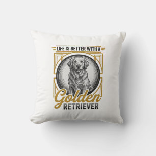 Golden Retriever Vintage Gravur Hundeliebhaber-Shi Kissen