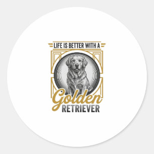 Golden Retriever Vintage Gravur Hundeliebhaber-Shi Runder Aufkleber