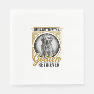 Golden Retriever Vintage Gravur Hundeliebhaber-Shi Serviette