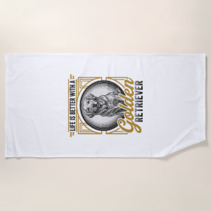 Golden Retriever Vintage Gravur Hundeliebhaber-Shi Strandtuch