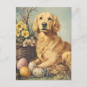 Golden Retriever Vintage Ostern Postkarte