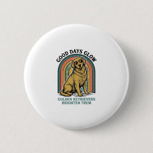Golden Retriever Vintage-Shirt Retro-Gravur Hund Button