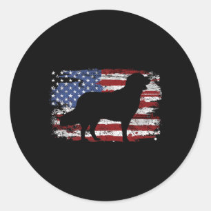 Golden Retriever Vintage USA-Flagge Runder Aufkleber