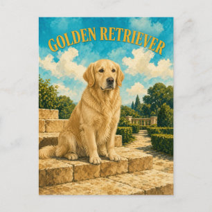 Golden Retriever, Vintage Wasserfarben-Hundekunst Postkarte