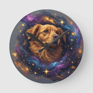Golden Retriever von Whimsical Cosmos Runde Wanduhr