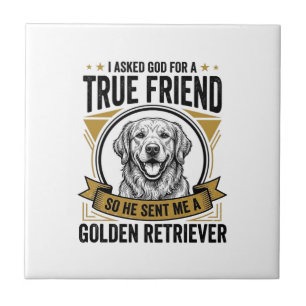 Golden Retriever Wahrer Freund Vintage Hundeliebha Fliese