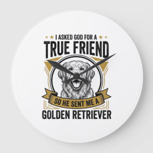 Golden Retriever Wahrer Freund Vintage Hundeliebha Große Wanduhr