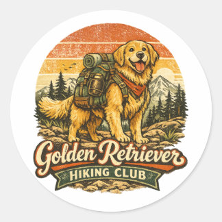 Golden Retriever Wanderclub Runder Aufkleber