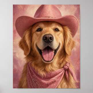 Golden Retriever Wandkunst — Cowgirl-Porträt Poster