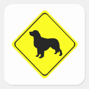 Golden Retriever Warning Sign Liebe Hunde Silhouet Quadratischer Aufkleber