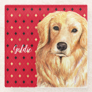 Golden Retriever Wasserfarbe Personalisiert Glasuntersetzer
