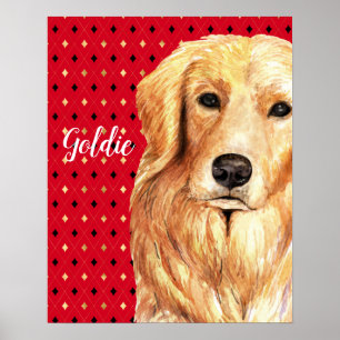 Golden Retriever Wasserfarbe Personalisiert Poster