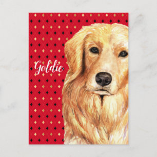Golden Retriever Wasserfarbe Personalisiert Postkarte