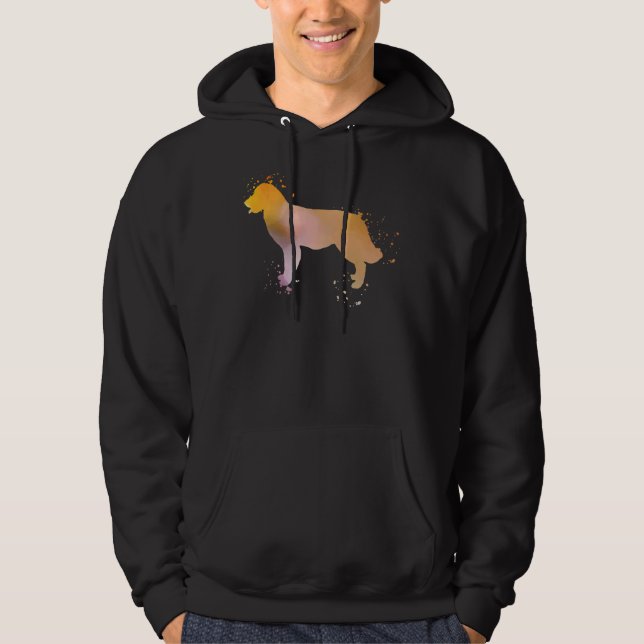 Golden Retriever Wasserfarbe Silhouette Dunkel Hoodie (Vorderseite)