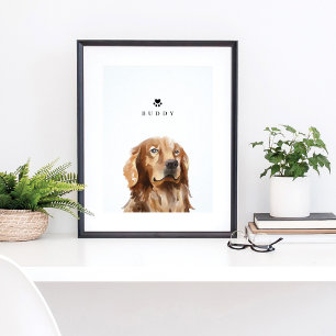 Golden Retriever Watercolor Abbildung Dog Name Poster