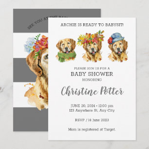 Golden Retriever Watercolor Kinderdusche Einladung