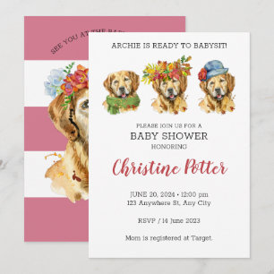 Golden Retriever Watercolor Kinderdusche Einladung