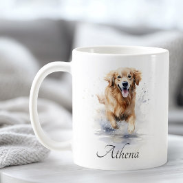 Golden retriever watercolor painting custom text kaffeetasse