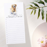 Golden retriever watercolor to do list magnetischer notizblock<br><div class="desc">Magnetic notepad to do list featuring a beautiful watercolor painting of a Golden retriever running through water.</div>