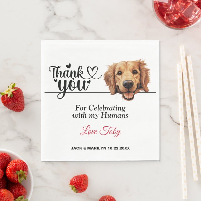 Golden Retriever Wedding Danke Serviette (Beispiel)