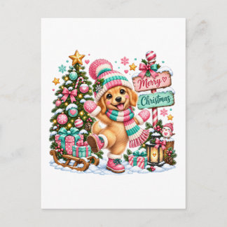 Golden Retriever Weihnachten Ankündigungspostkarte