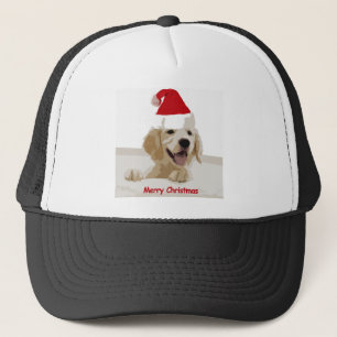 Golden Retriever Weihnachten mit Weihnachtsmannmüt Truckerkappe